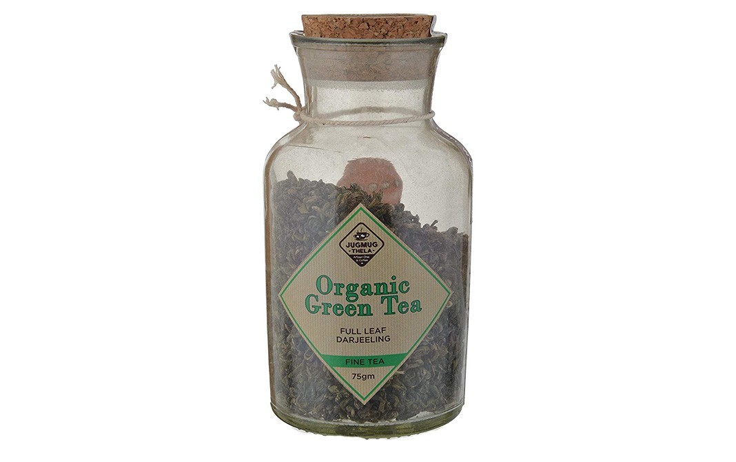 Jugmug Thela Oreganic Green Tea Full Leaf Darjeeling Fine Tea   Bottle  75 grams